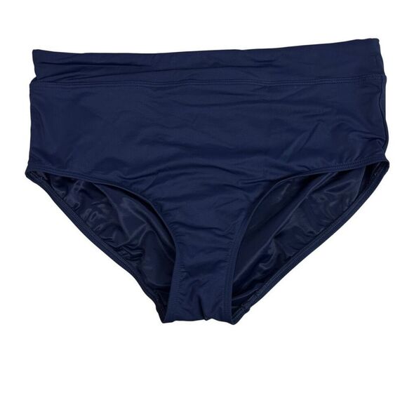 Lands End High Waisted Tummy Control Swim Bottom size 14 Dark Blue - Picture 1 of 6